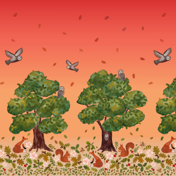 A931 Double Edge Border Panel, Old Quercus by Lewis & Irene