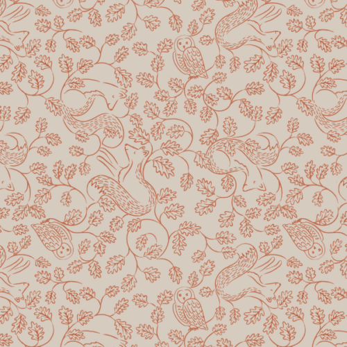 A935B. Fox and Owl on Autumn Mist, Old Quercus by Lewis & Irene