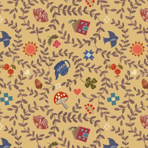 A945B.Cosy Home Soft Mustard, Cosy Home by Lewis & Irene