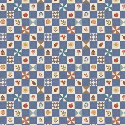 A942B.Little Chequered Mid Blue, Cosy Home by Lewis & Irene