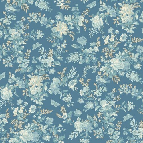 A-1600-B Bed of Roses Indigo, Sewing Bird by Edyta Sitar