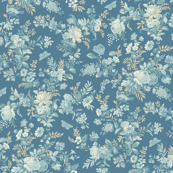 A-1600-B Bed of Roses Indigo, Sewing Bird by Edyta Sitar