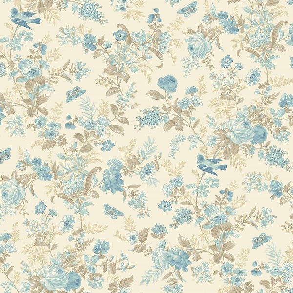 A-1600-L Bed of Roses Linen, Sewing Bird by Edyta Sitar