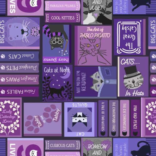 A966B Cat Book Covers Purple, The Purrfect Book Club by Lewis & Irene