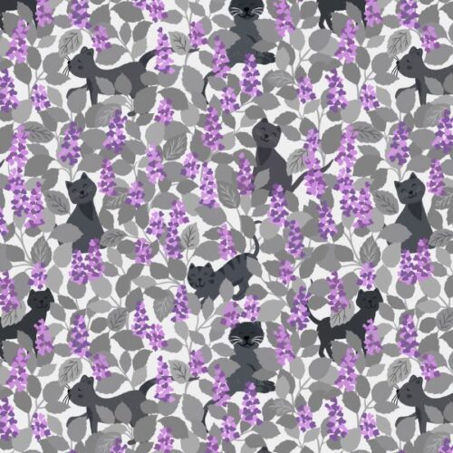 A963A Catnip Grey and Purples, The Purrfect Book Club by Lewis & Irene