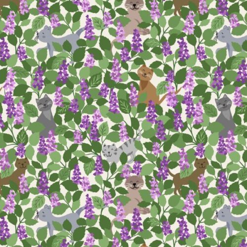 A963B Catnip Multi on Cream, The Purrfect Book Club by Lewis & Irene