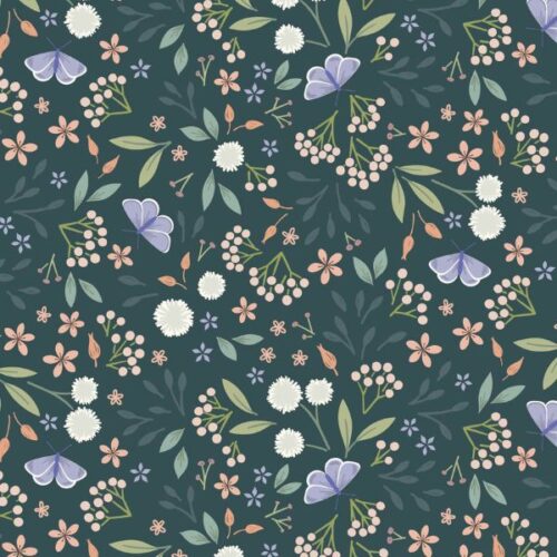 CC57.3 Floral Odyssey Deep Teal, Sky Garden by Lewis & Irene