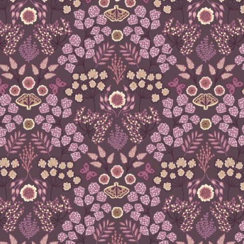 A930C Large Floral Butterfly Dark Purple, Jardin d’Automne by Lewis & Irene