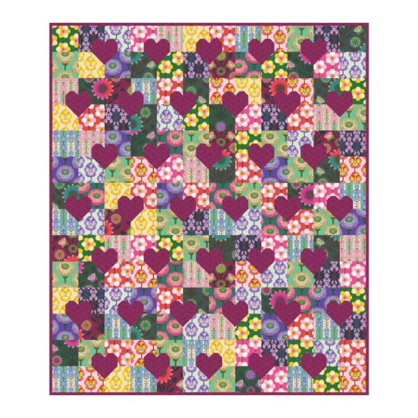 Patchwork Hearts Quilt Kit, Iconic by Anna Maria Textiles