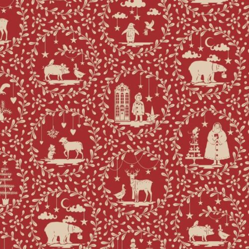 TD100625 Paperscenes Burgundy, Merry Little Christmas by Tilda