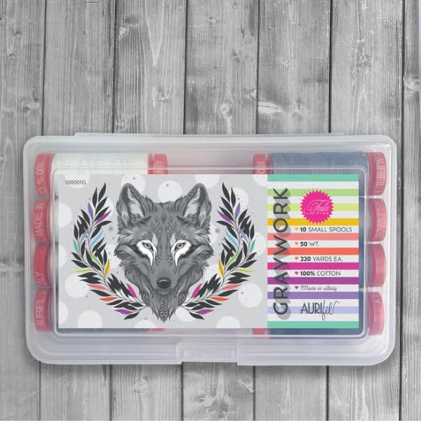 TP50GW10 Graywork by Tula Pink Aurifil Thread Set Case