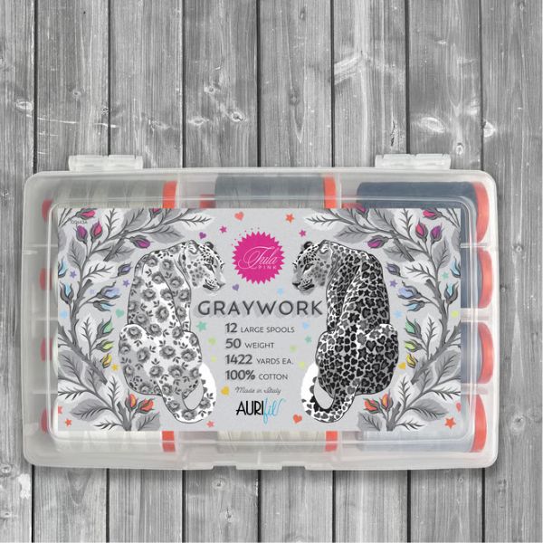 TP50GW12 Graywork by Tula Pink Aurifil Thread Set Case