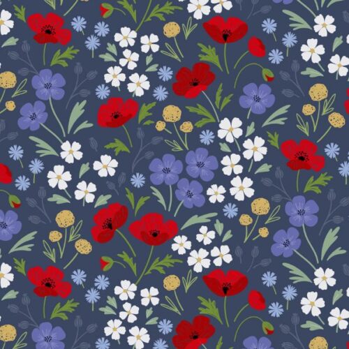 CC61.3 Wild Blooms Prussian Blue, Forever Blooms by Lewis & Irene