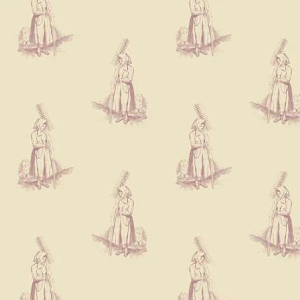 A-10081-E Farmer's Daughter Cream Pink, Laundry Line by Edyta Sitar