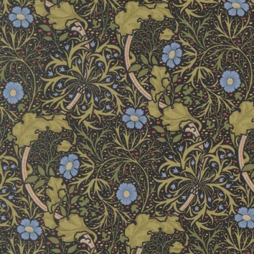 13382 16 Seaweed Florals Ebony, Morris Muse by Barbara Brackman