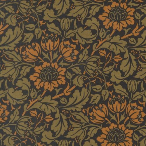 13384 15 Flowering Scroll Florals Ebony, Morris Muse by Barbara Brackman