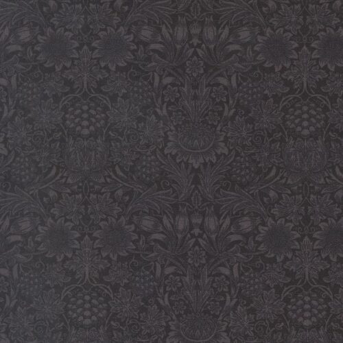 13386 15 Sunflower Damask Ebony, Morris Muse by Barbara Brackman