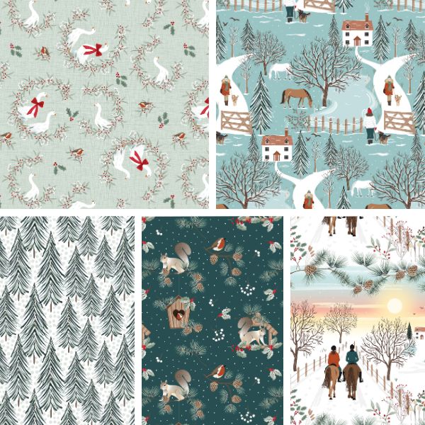 3649-01 Christmas in the Country Fat Quarter Pack (5pcs) by Victoria Louise Design, Craft Cotton Co.
