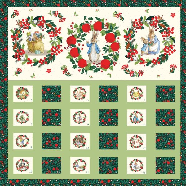3657-0 Christmas Orchard Advent Panel, Peter Rabbit, Craft Cotton Co.