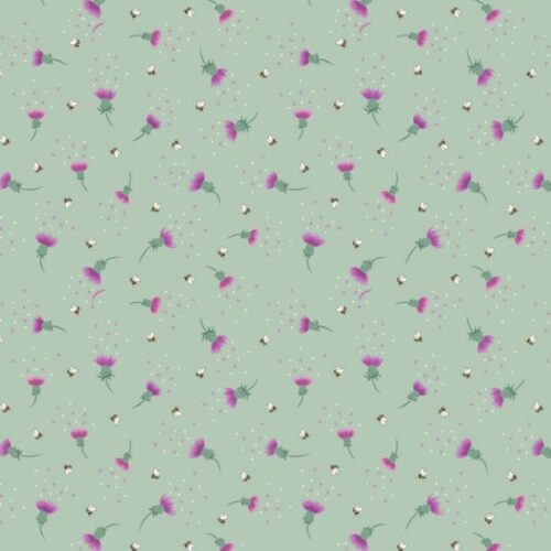 A988C Bee Thistle on Sage Green, A Celtic Summer by Lewis & Irene