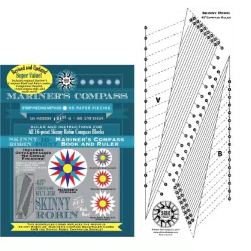 Skinny Robin 16 Point Mariner's Compass Book and Ruler Combo (1)