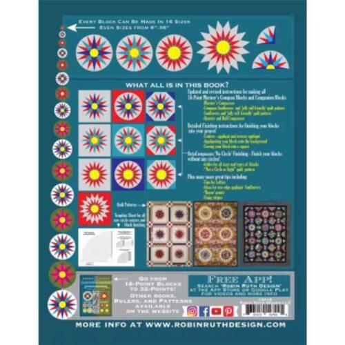 Skinny Robin 16 Point Mariner's Compass Book and Ruler Combo (1)