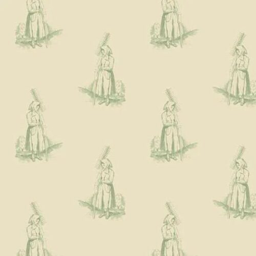 A-10081-G Farmer's Daughter Cream Green, Laundry Line by Edyta Sitar