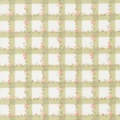 18793 25 Floral Plaid Gingham Checks Flowers Vines Light Green, Abide by Brenda Riddle Designs