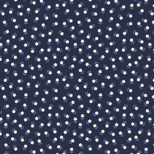 L17.B Little Daisies Pink on Navy, Boho Blooms by Lewis & Irene