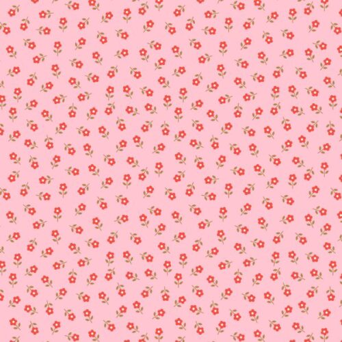 L17.C Little Daisies Red on Pink, Boho Blooms by Lewis & Irene