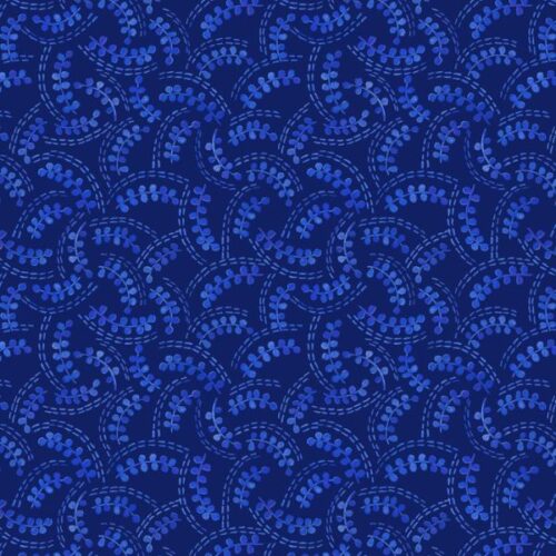 A994C Dark Blue Fronds, Porcelain and Sea Glass by Stuart Hillard