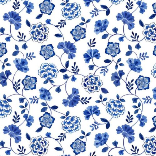 A996A Inky Florals Trails on Cream, Porcelain and Sea Glass by Stuart Hillard