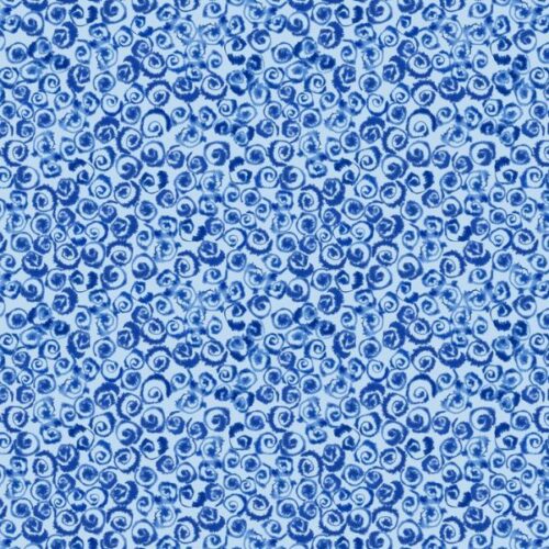 A999B Watery Swirls on Light Blue, Porcelain and Sea Glass by Stuart Hillard