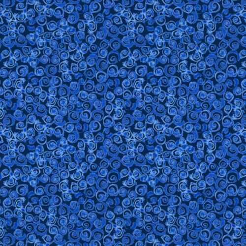 A999C Watery Swirls on Dark Blue, Porcelain and Sea Glass by Stuart Hillard