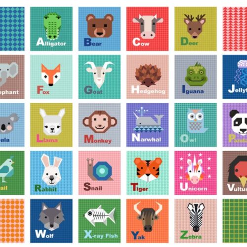 A968 5 Inch Squares Panel, Animal Alphabet by Lewis & Irene