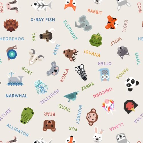 A971.A Animal Names on Cream, Animal Alphabet by Lewis & Irene