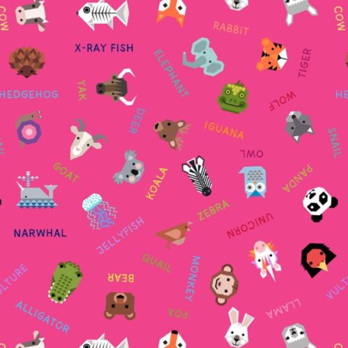 A971.B Animal Names on Pink, Animal Alphabet by Lewis & Irene