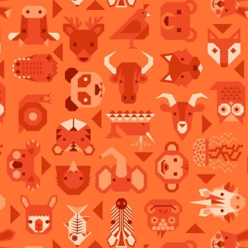 A970.B Animals on Orange, Animal Alphabet by Lewis & Irene