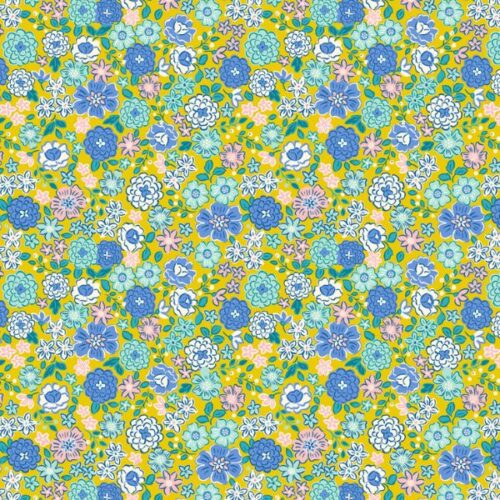 L16.E Boho Blooms on Yellow, Boho Blooms by Lewis & Irene