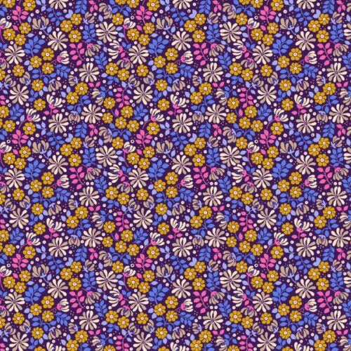 L15.C Floral Burst on Dark Purple, Boho Blooms by Lewis & Irene