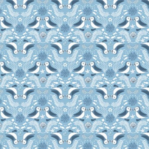 L6.C Mirrored Puffin Blue, Seas the Day by Lewis & Irene