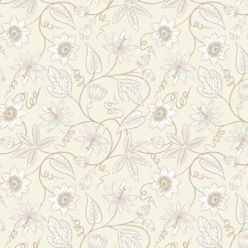 A986.A Passion Flower on Cream, Botanical Oasis by Lewis & Irene