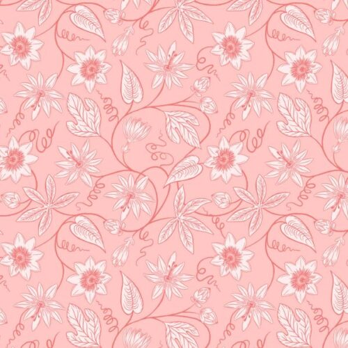 A986.B Passion Flower on Pink, Botanical Oasis by Lewis & Irene