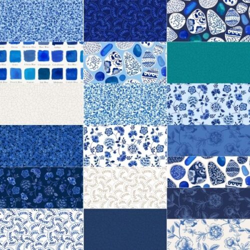 Porcelain and Sea Glass Fat Quarter Pack by Stuart Hillard 19 pieces