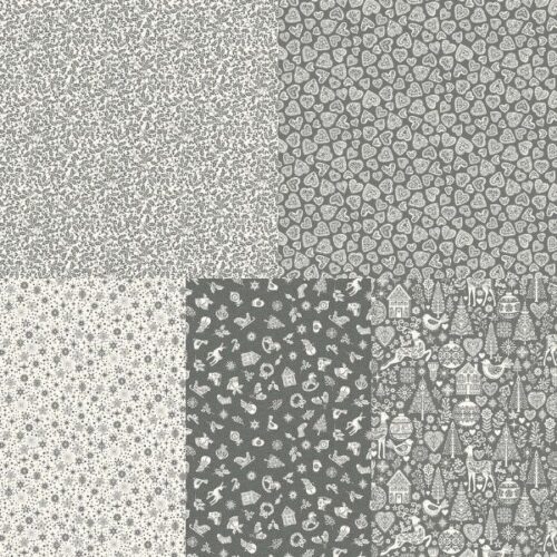 Scandi Silver Fat Quarter Pack by Makower - 5 Pieces