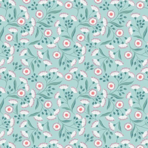 A984.B Tropical Flower on Blue, Botanical Oasis by Lewis & Irene