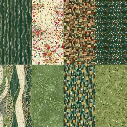 Golden Greens Fat Quarter Pack by Makower (8 pieces) (Cut in house)