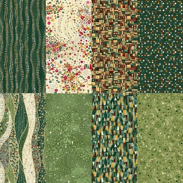 Golden Greens Fat Quarter Pack by Makower (8 pieces) (Cut in house)