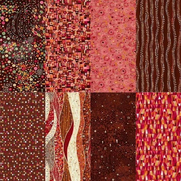 Golden Reds Fat Quarter Pack by Makower (8 pieces) (Cut in house)