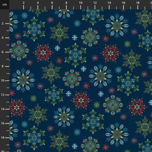 3605-79 Blue Multi, Nordic Holiday Village by Mary Jane Carey